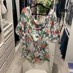Off Shoulder Tropical Romper Size XL